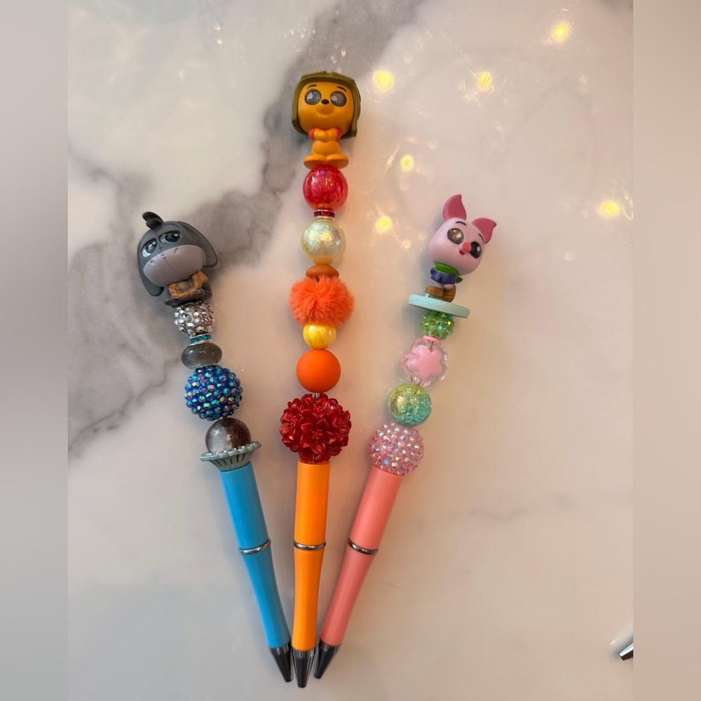 NWT Disney Doorables Beaded Character Ballpoint Pens - Pooh Piglet and Eeyore